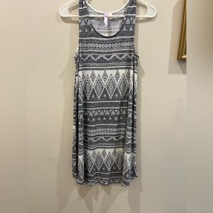 Blue and white shift dress